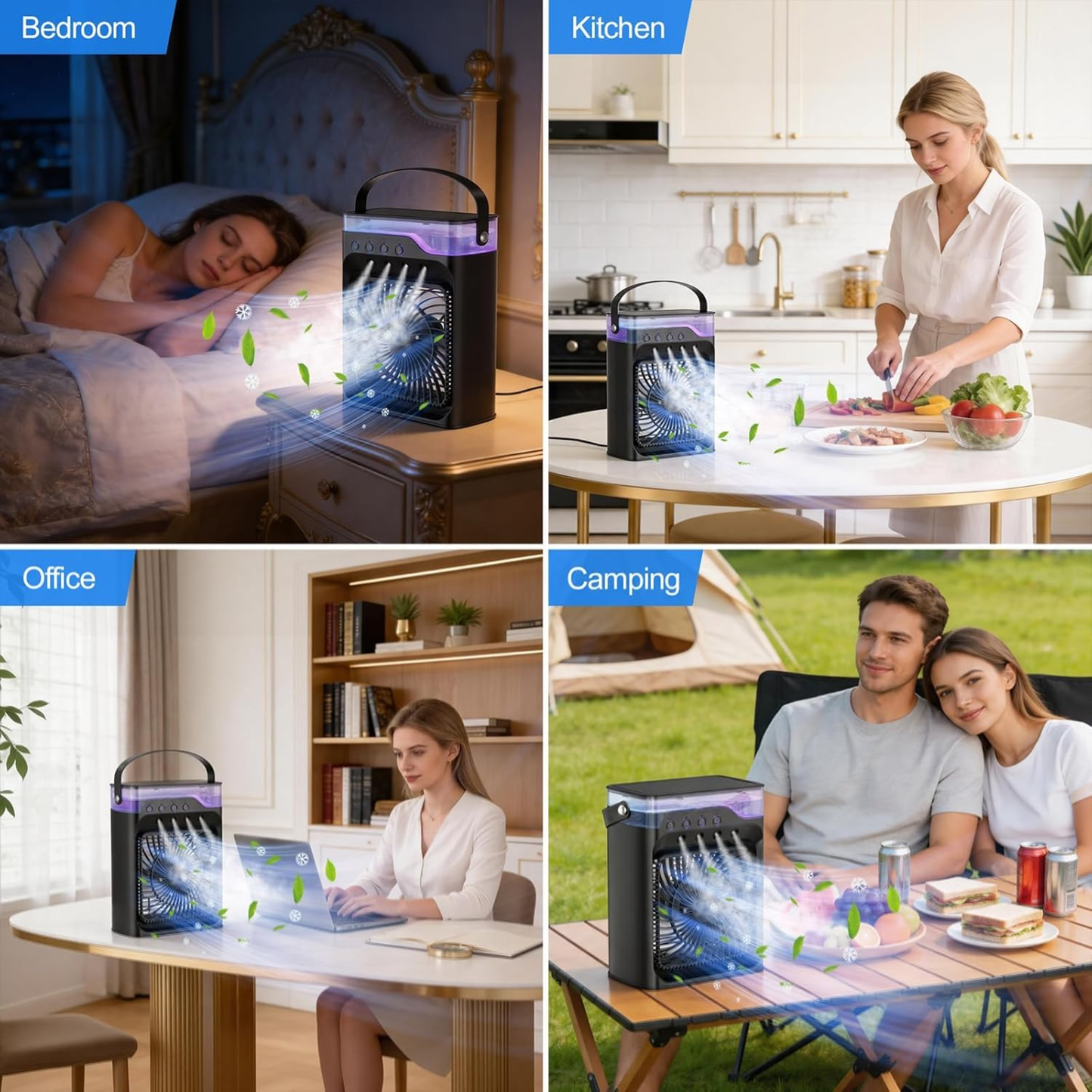Ventilador Humidificador Portátil con Luces LED