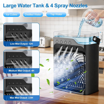 Ventilador Humidificador Portátil con Luces LED