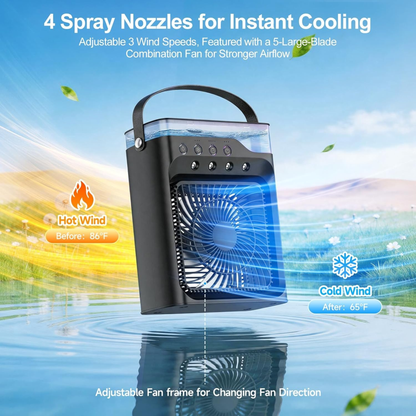 Ventilador Humidificador Portátil con Luces LED