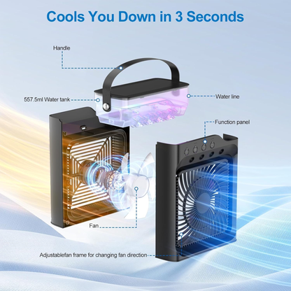 Ventilador Humidificador Portátil con Luces LED